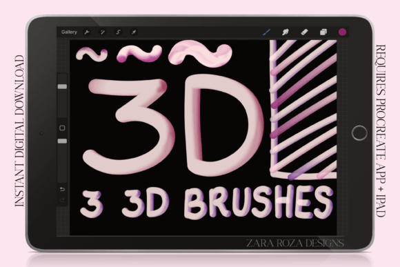 3D Brush Set - Procreate Monoline Pens