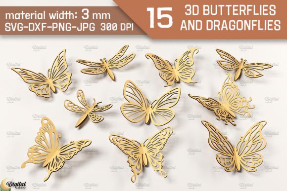 3D Butterflies and Dragonflies Bundle