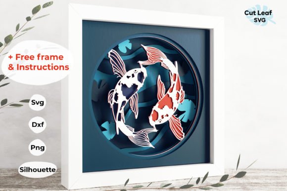 3D Koi Fish Shadow Box, Carp Fish Pond