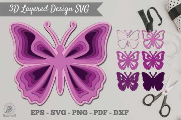 3d Layered Butterfly SVG 3: Elevate Your Design Assets