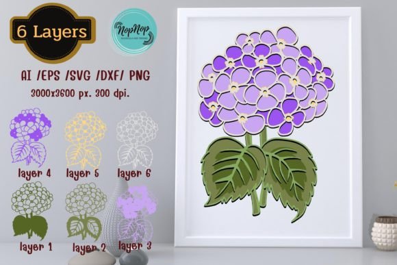 3D Layered Hydrangea Digital Cut Files