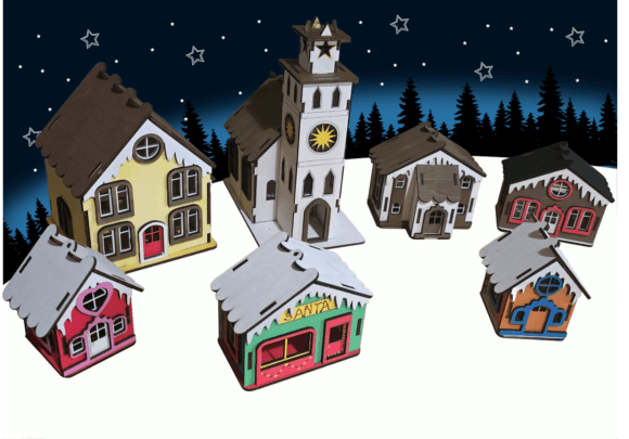 3D Model Christmas Village Winter Scene