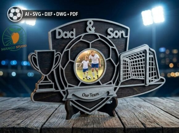 3D Soccer Dad Son Photo Frame SVG: A Comprehensive Guide to Layered Laser Cut Designs