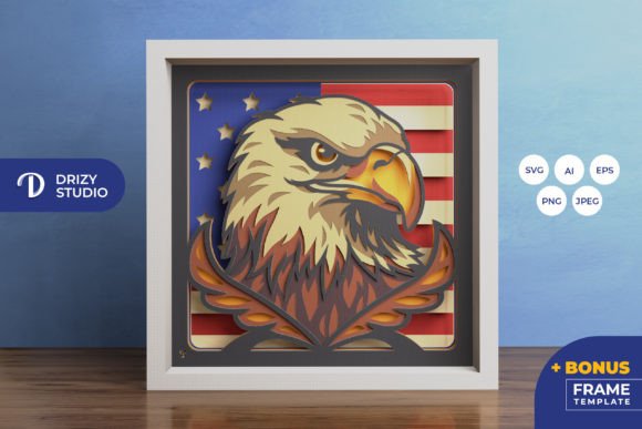 American Eagle 3D Shadow Box: Elevate Your Patriotic Design Projects