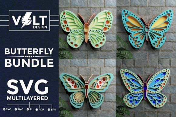 Butterfly 3D SVG Multilayered Bundle