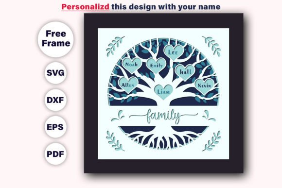 Customizable 3D FAMILY Tree Shadow Box