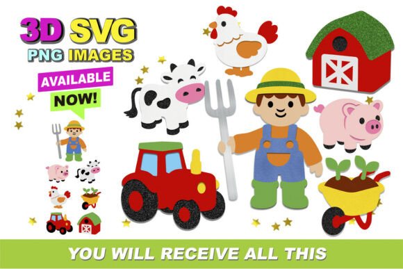 Cute Farm 3D SVG and Clipart Collection