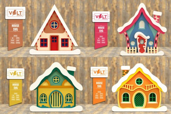 Cute House 3D SVG Multilayered BUNDLE