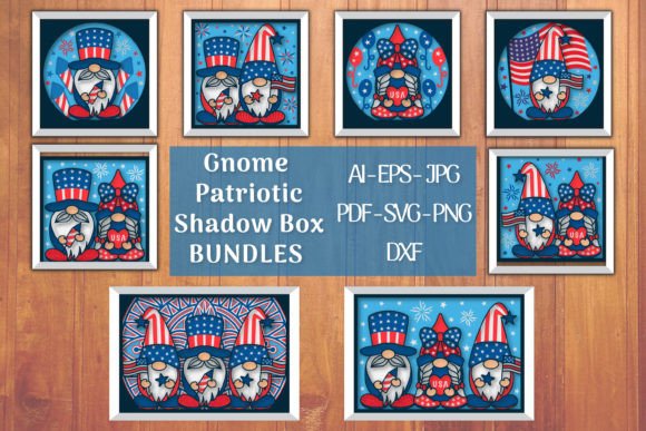 Gnome Patriotic 3D Shadow Box: A Creative Cutting File Solution