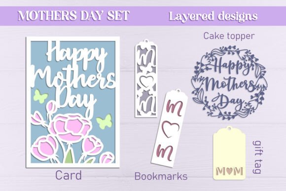 Mother’s Day Card SVG, 3D Layered Mom Set